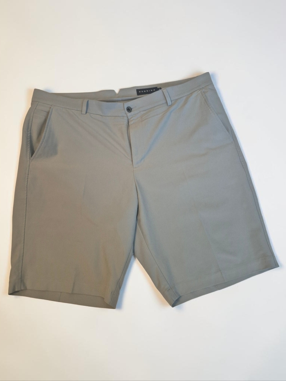 Dunning Men's Gray Chino Shorts Flat Front Button Closure Slash Pockets Casual